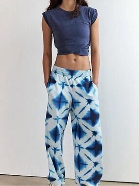 FP Movement by Free People Blue Tie-Dye Wide Leg Track Pants Set